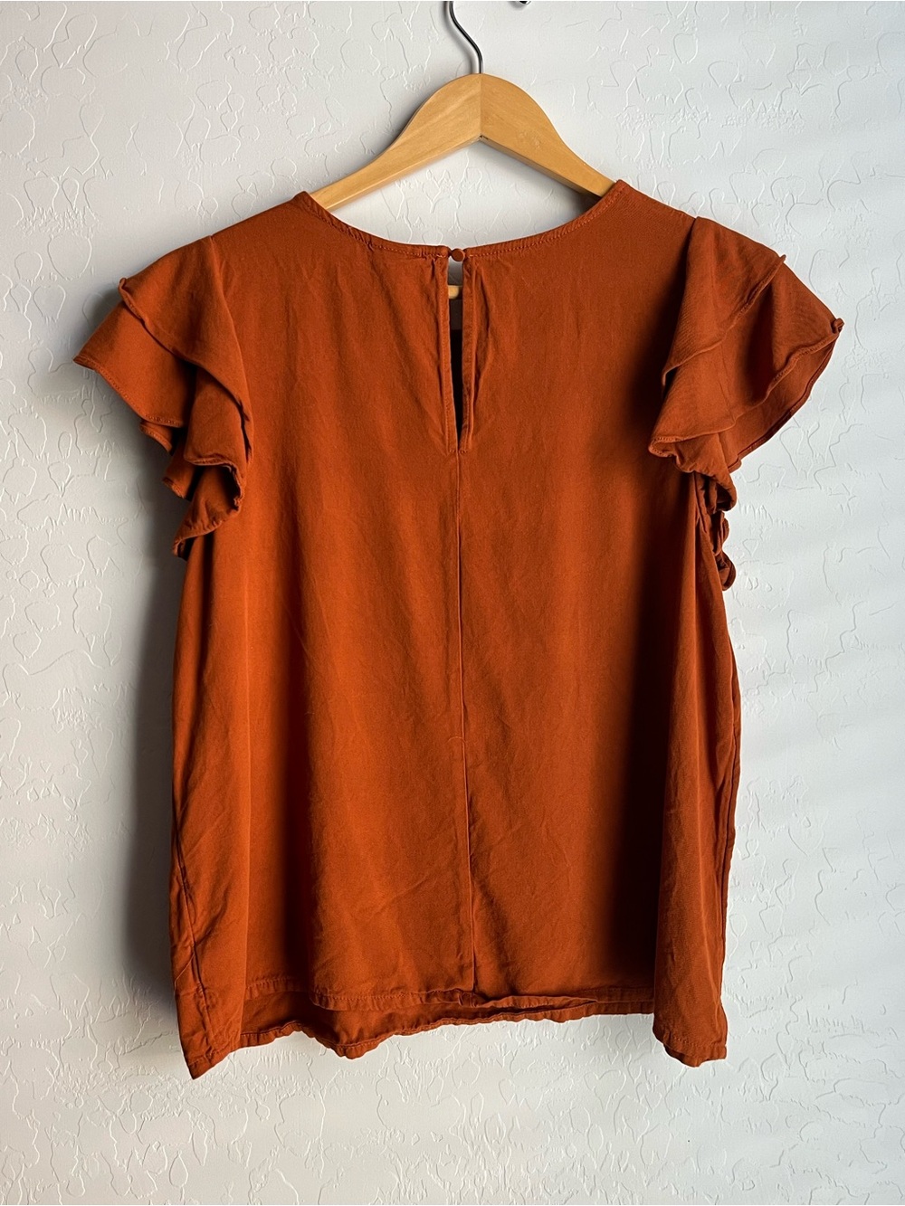 Womens Ruffle Sleeve Shell Top - Rust - Picture 4 of 4